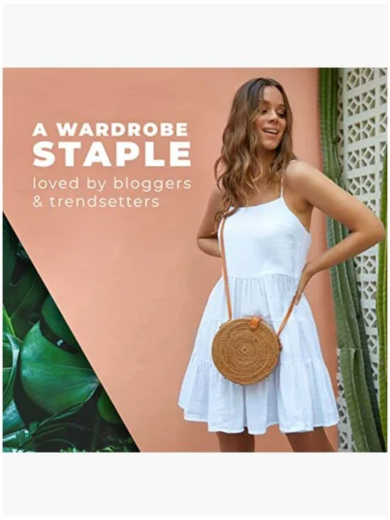 Handmade Rattan Crossbody Bag - Woven Straw Hobo Purse - Lightweight - Picture 4 of 7